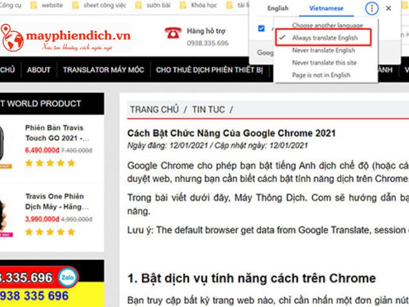 Cách dịch tất cả trang web