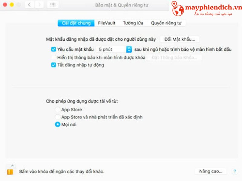 Vào Security & Privacy cài đặt lệnh thành công chưa Vào Security & Privacy cài đặt lệnh thành công chưa