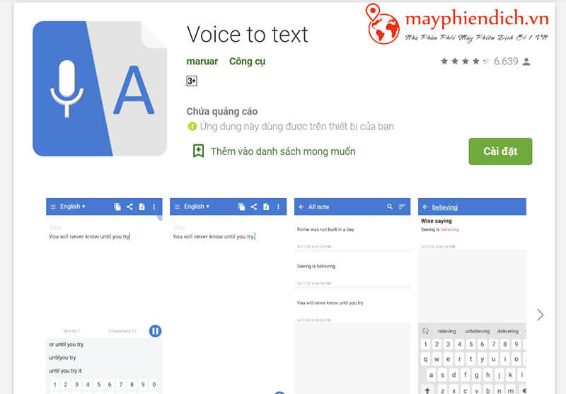 Phần mềm chuyển ngữ ANDROID VOICE TO TEXT
