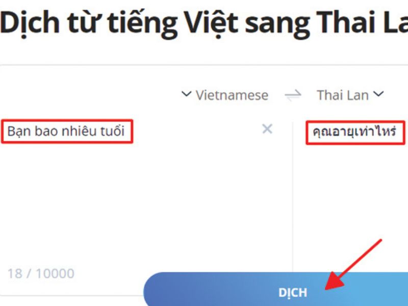 Dịch từ tiếng Việt sang tiếng Thái Lan trực tuyến Lingvanex