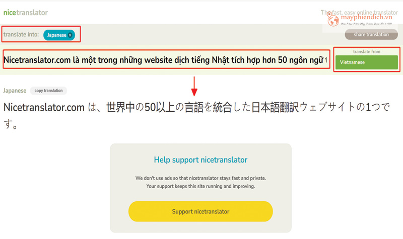 Nice Translator - Website phiên dịch tiếng Nhật online hiệu quả