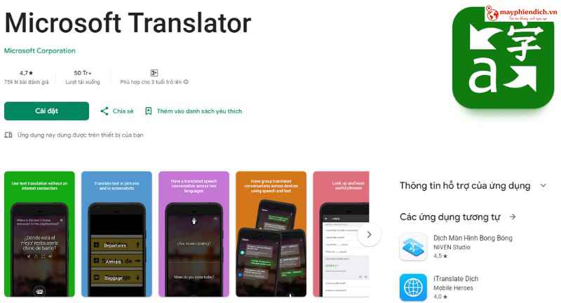App chụp dịch tiếng Trung Microsoft Translator; 