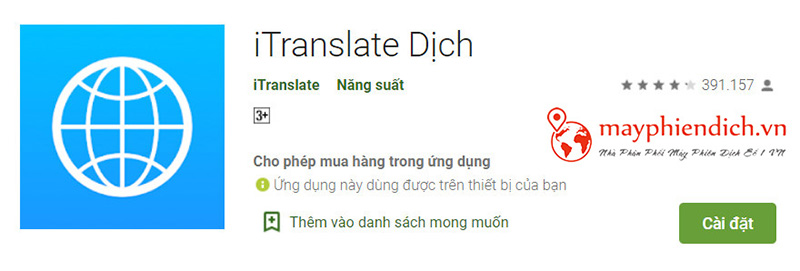 iTranslate Dịch dịch từ tiếng Tây Ban Nha sang tiếng Việt