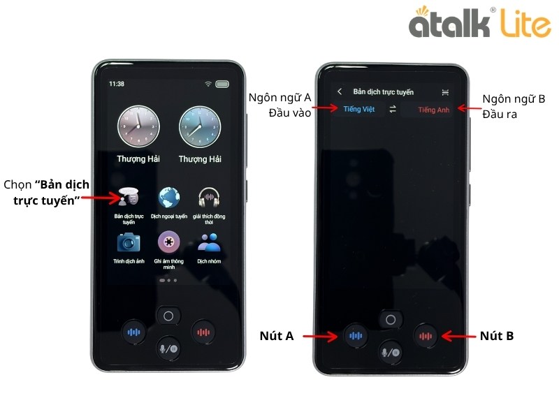 Các Bước Sử Dụng Tính Năng Dịch Giọng Nói 2 Chiều Trực Tuyến Trên ATalk Lite