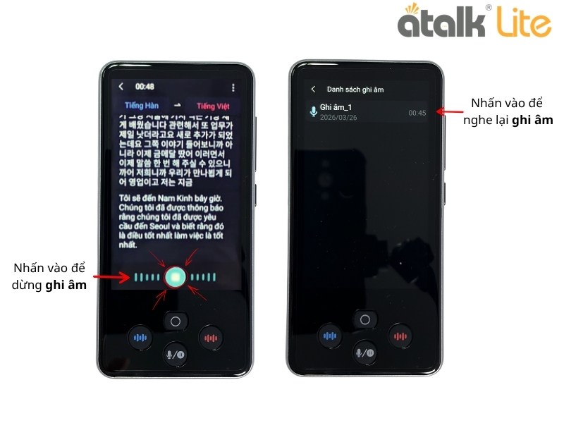 Cách Sử Dụng Tính Năng Dịch Ghi Âm Trên ATalk Lite