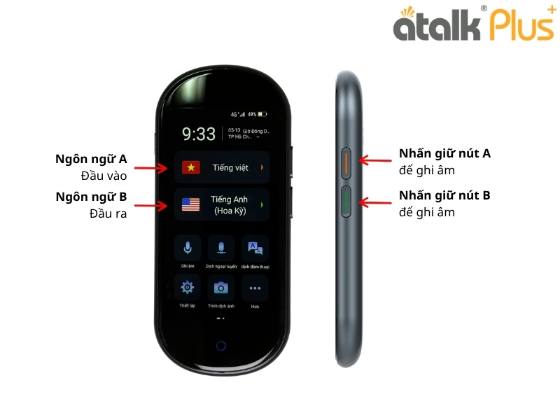 Cách Sử Dụng Dịch Trực Tuyến Trên Máy Dịch Tự Động ATalk Plus+- Bước 1