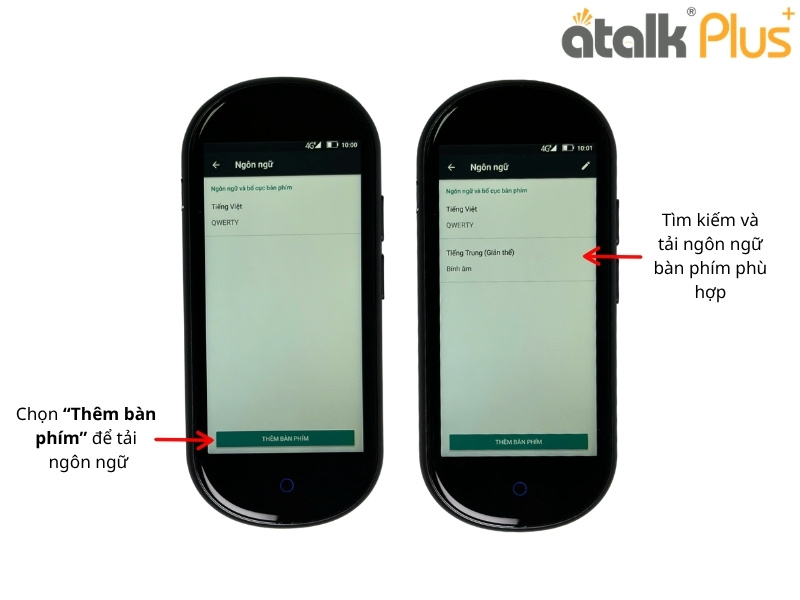 Cách Sử Dụng Tính Năng Dịch Văn Bản Trên Máy Phiên Dịch Trực Tiếp ATalk Plus+- Ngôn Ngữ Bàn Phím