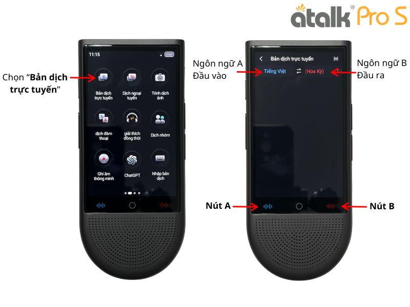 Cách Dùng Máy Dịch 2 Chiều ATalk Pro S  - Dịch Trực Tuyến