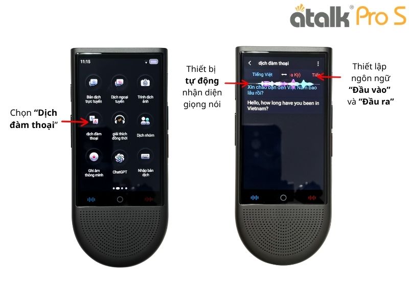 Hướng Dẫn Sử Dụng Tính Năng Dịch Đàm Thoại Trên ATalk Pro S