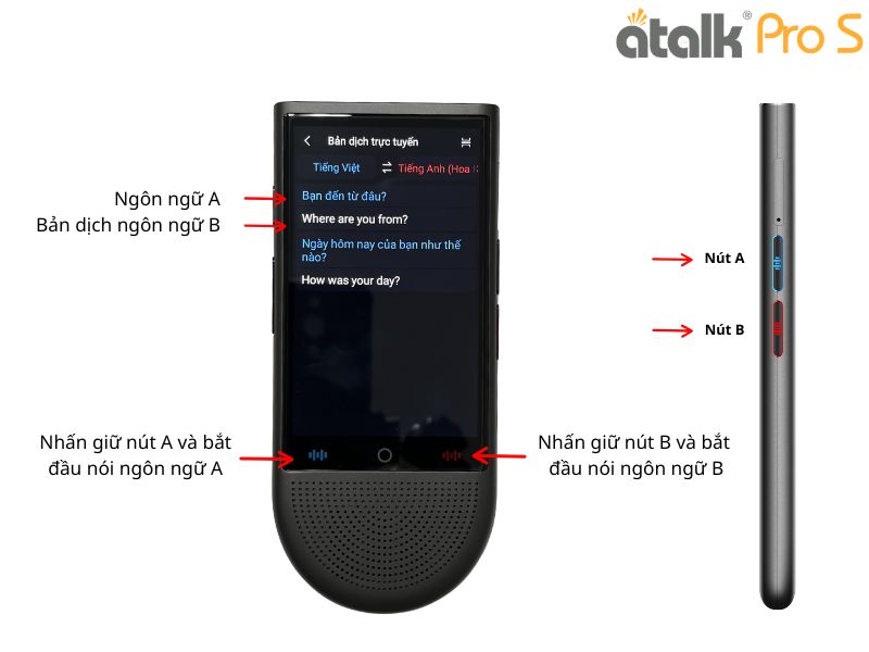 Tính Năng Dịch Trực Tuyến Trên Máy Dịch Ngôn Ngữ ATalk Pro S