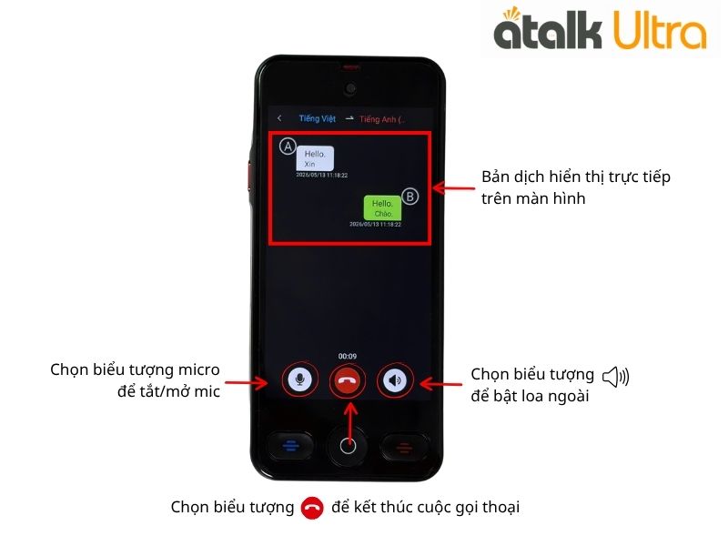 Cách Sử Dụng Tính Năng Dịch Cuộc Gọi Trên ATalk Ultra