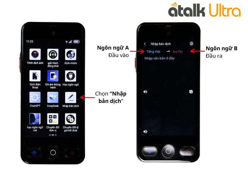 Cách Thiết Lập Ngôn Ngữ Cho Tính Năng Dịch Văn Bản Trên Máy Dịch ATalk Ultra