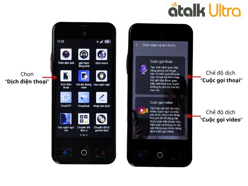 Hướng Dẫn Dịch Cuộc Gọi Video Trên Máy Phiên Dịch ATalk Ultra 