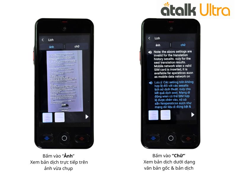 Hướng Dẫn Phiên Dịch Hình Ảnh Trên Máy Phiên Dịch ATalk Ultra  