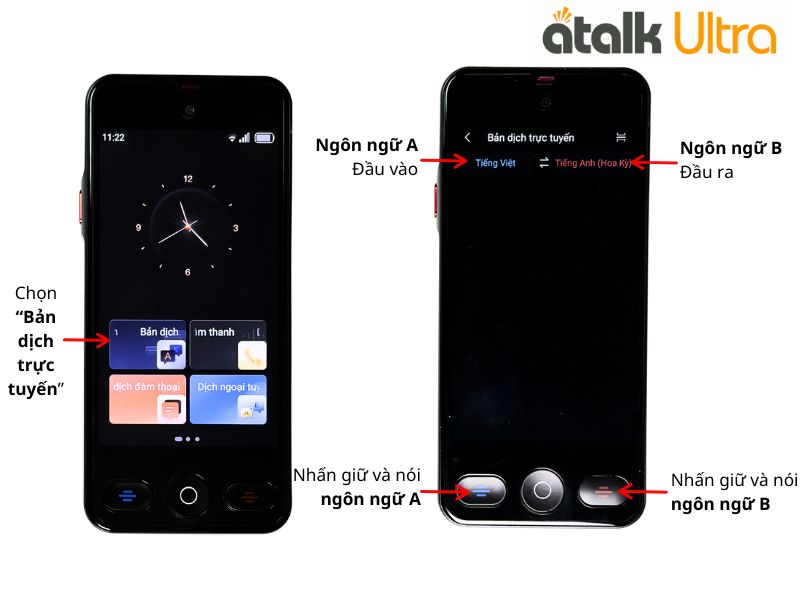 Hướng Dẫn Sử Dụng Tính Năng Dịch Giọng Nói 2 Chiều Online Trên ATalk Ultra 