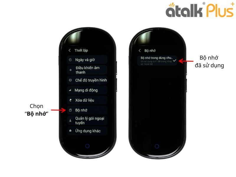 Cách Kiểm Tra Bộ Nhớ Của Máy Thông Dịch Tự Động ATalk Plus+  