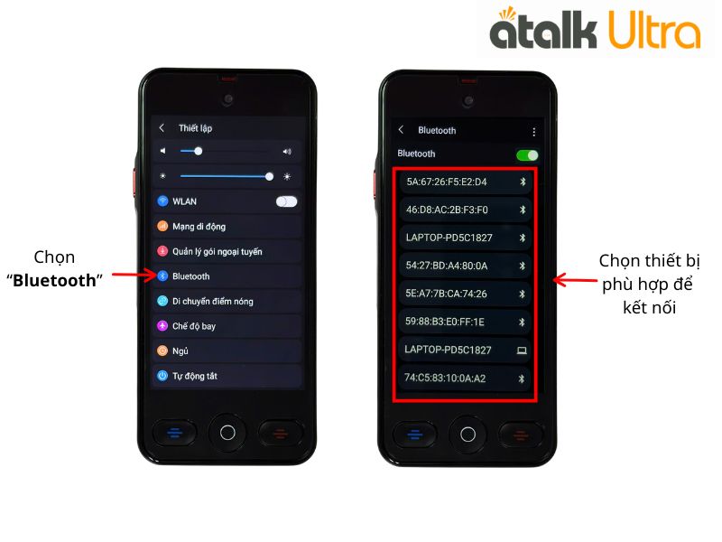 Cách Kết Nối Bluetooth Trên Máy Dịch ATalk Ultra