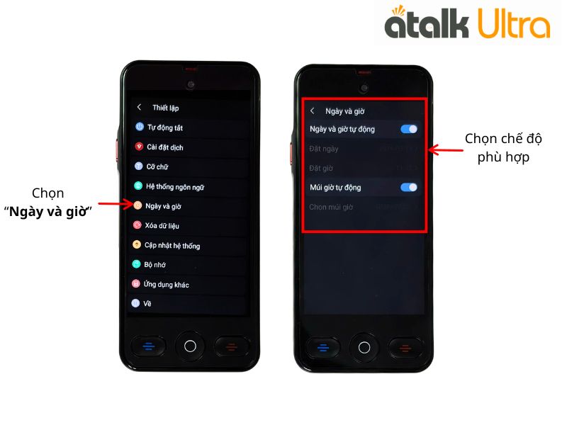 Cách Thiết Lập Ngày Giờ Trên ATalk Ultra 
