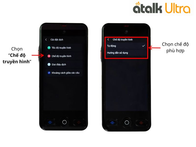 Cài Đặt Chế Độ Truyền Hình Trên ATalk Ultra 