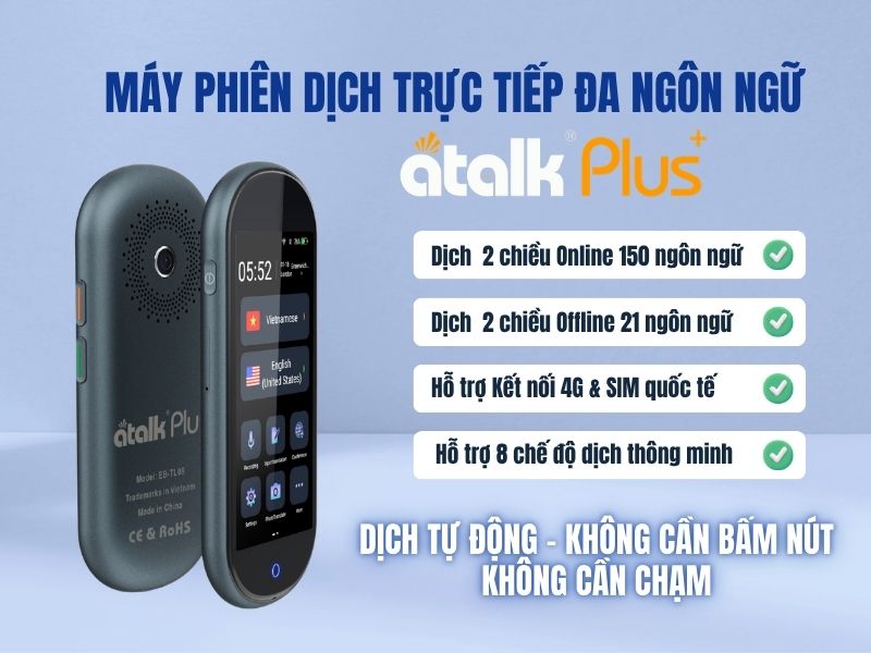 Máy Phiên Dịch 2 Chiều Trực Tiếp Đa Ngôn Ngữ ATalk Plus+