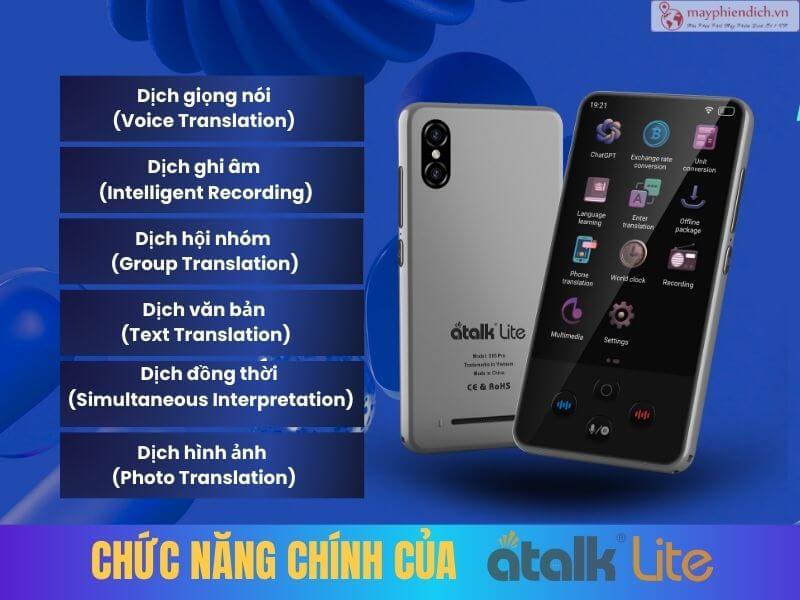 Chức năng chính của máy phiên dịch ATalk Lite