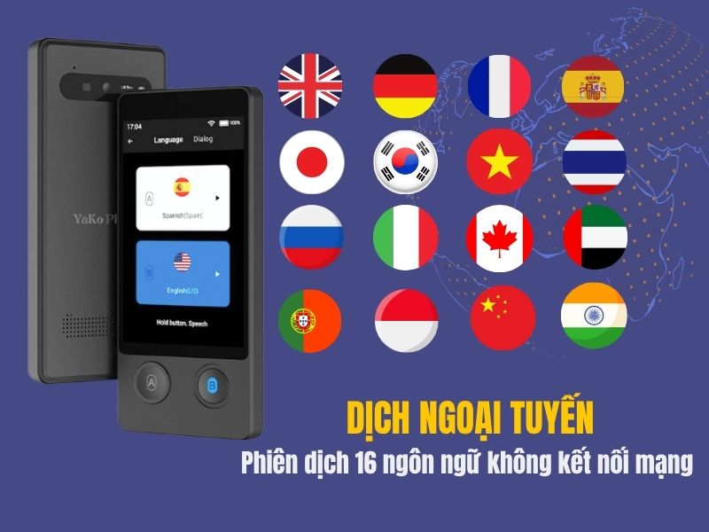 Máy Phiên Dịch Yako Plus Dịch Offline tiếng Việt Chuẩn Xác