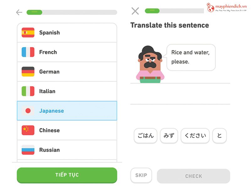 App học tiếng Nhật miễn phí Duolingo
