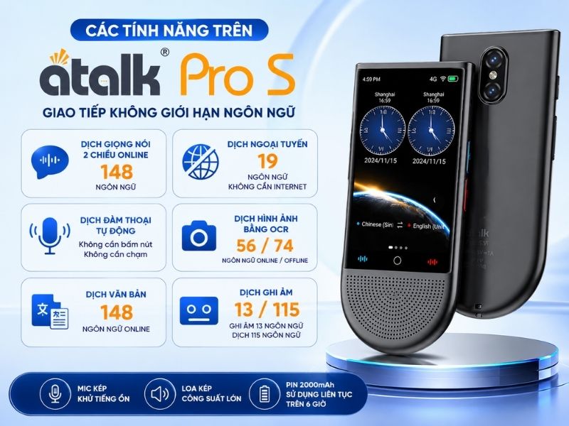 Các Tính Năng Phiên Dịch Trên Máy Thông Dịch ATalk Pro S