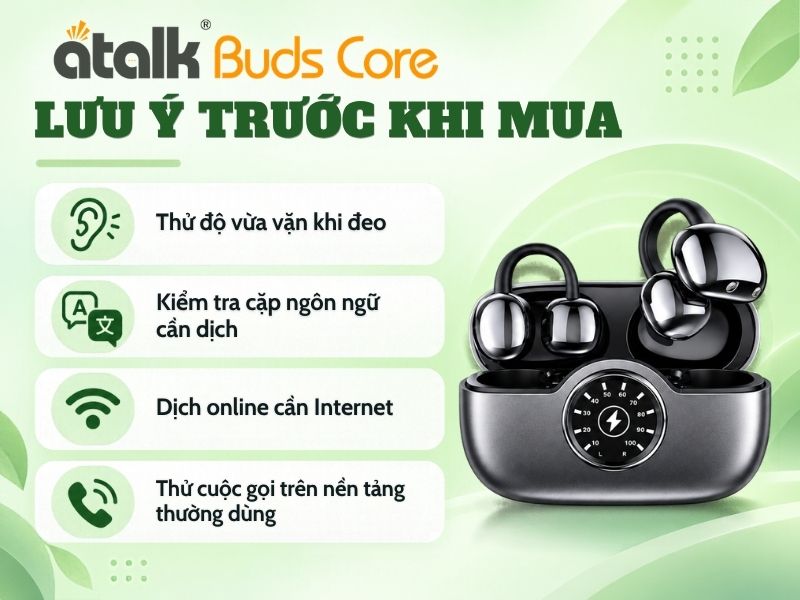 Tai Nghe Dịch Thuật ATalk Buds Core Được Thiết Kế Công Thái Học Sang Trọng