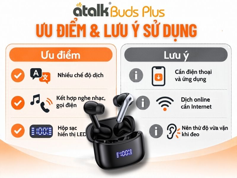 Chế Độ Phiên Dịch Trên Tai Nghe ATalk Buds Plus