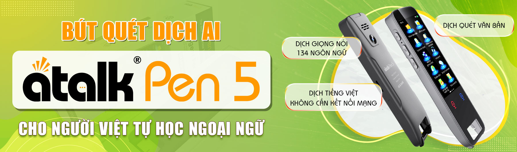 Bút Quét Dịch AI ATalk Pen 5 | Cho Người Việt Tự Học Ngoại Ngữ
