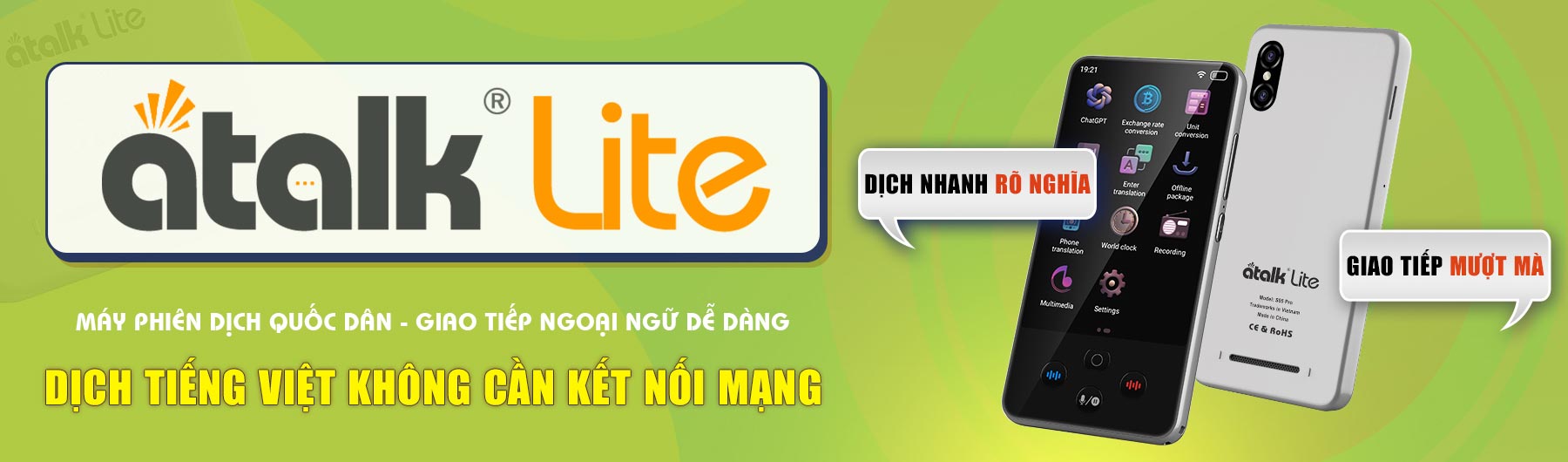 ATalk Lite | Máy Phiên Dịch Không Cần Kết Nối Mạng Nhỏ Gọn Tiết Kiệm