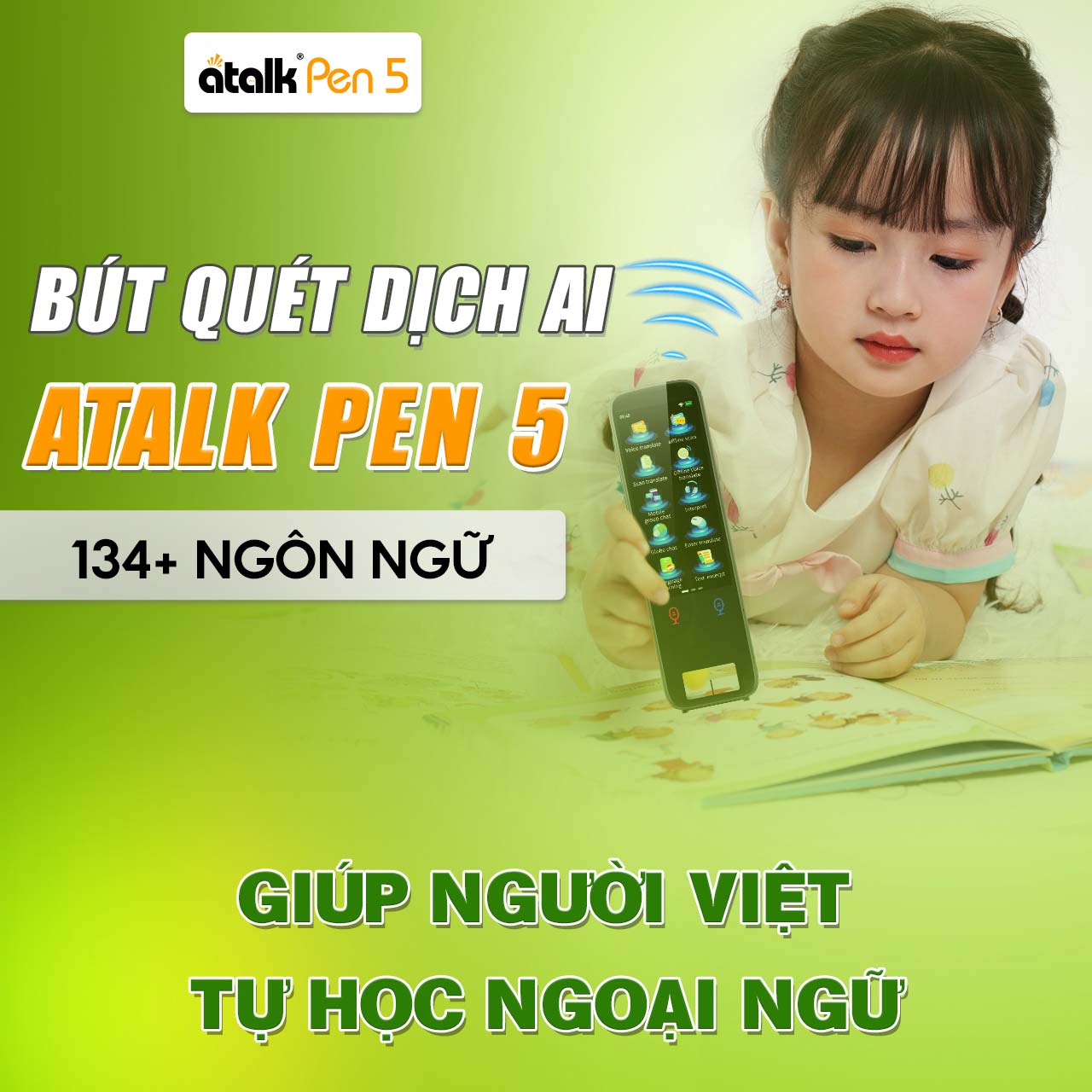 Bút Quét Dịch ATalk Pen 5 Dịch 134+ Ngôn Ngữ