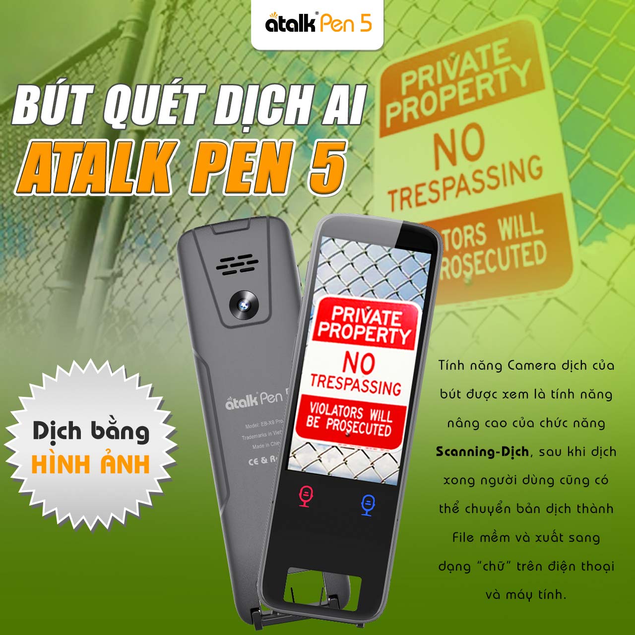 Bút Quét Dịch ATalk Pen 5 Hỗ Trợ Dịch Bằng Hình Ảnh