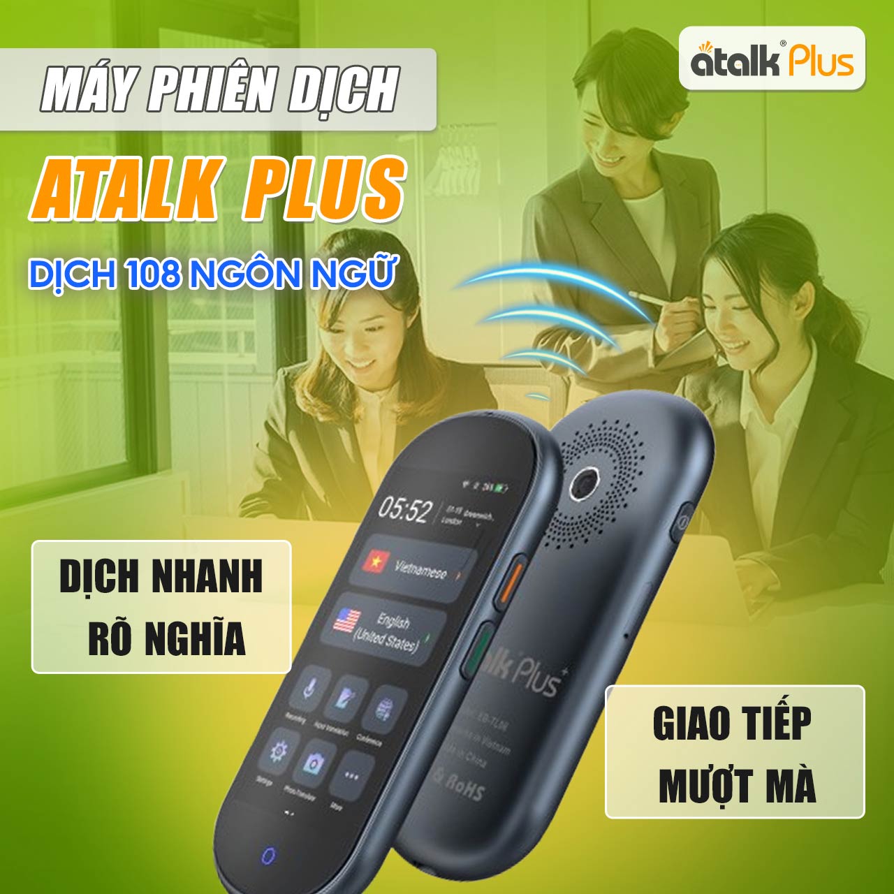 Máy Phiên Dịch Cầm Tay ATalk Plus Dịch 108 Ngôn Ngữ
