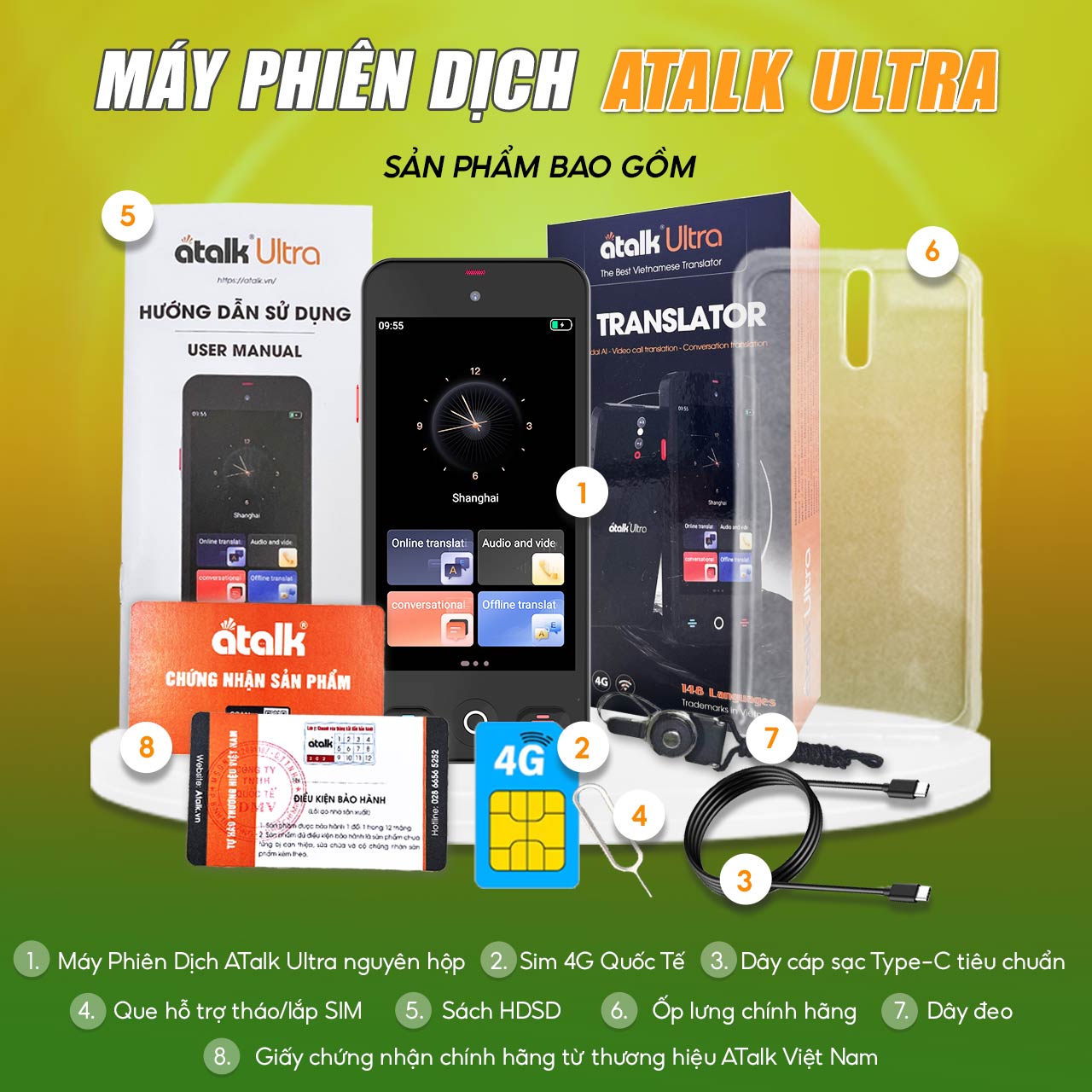 Phụ Kiện Đi Kèm Máy Phiên Dịch Cầm Tay ATalk Ultra