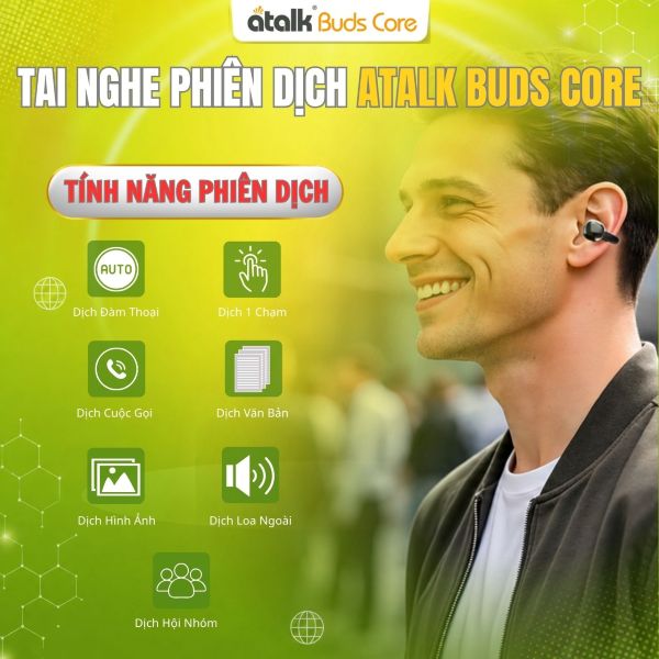 Tai Nghe ATalk Buds Core Hỗ Trợ Dịch Thuật Đa Tính Năng