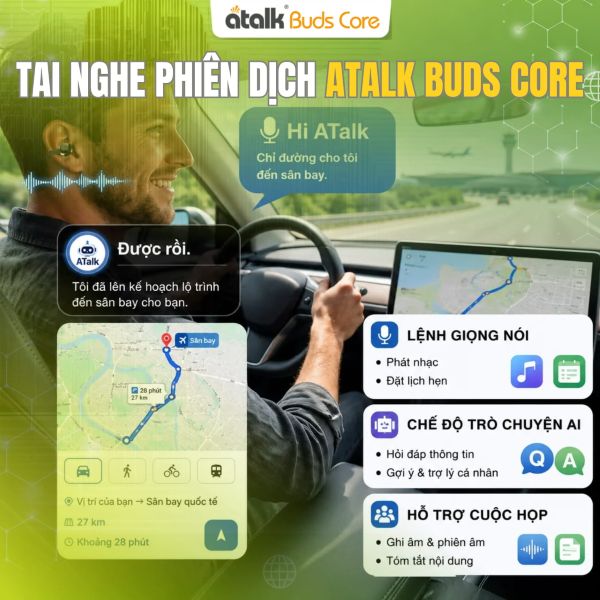 Tai Nghe Dịch Thuật ATalk Buds Core Được Trang Bị AI Thông Minh