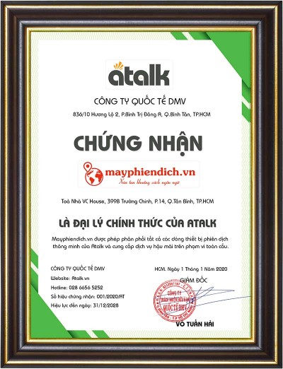Chứng Nhận Đại Lý Cấp 1