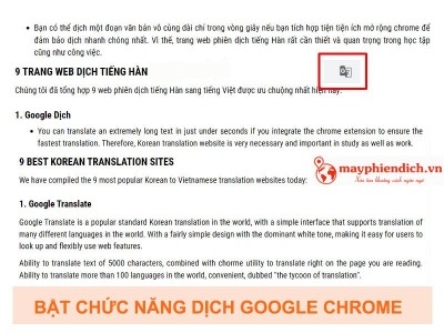 8 bước bật chức năng dịch của Google Chrome web chi tiết