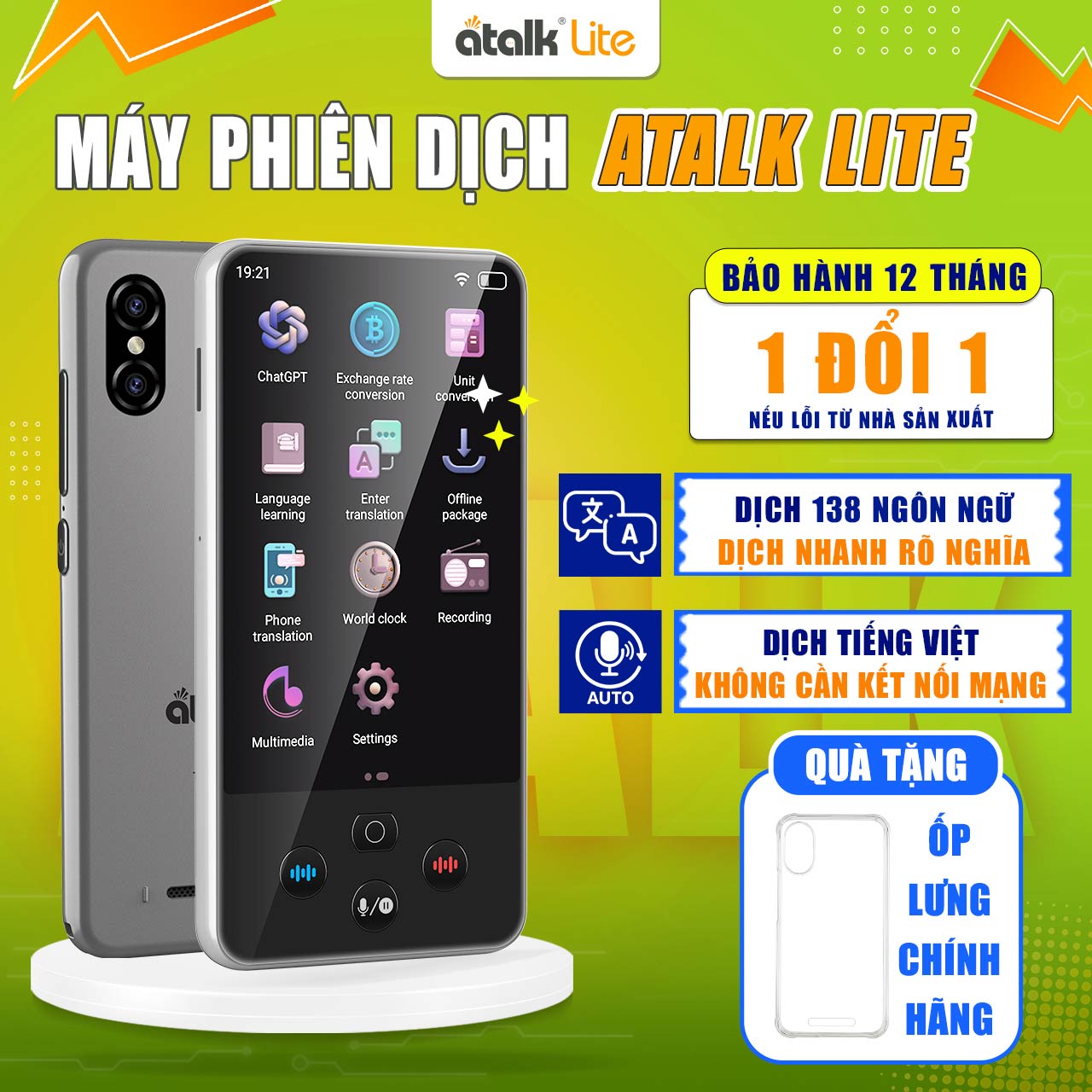 Máy Phiên Dịch ATalk Lite Dịch 138 Ngôn Ngữ