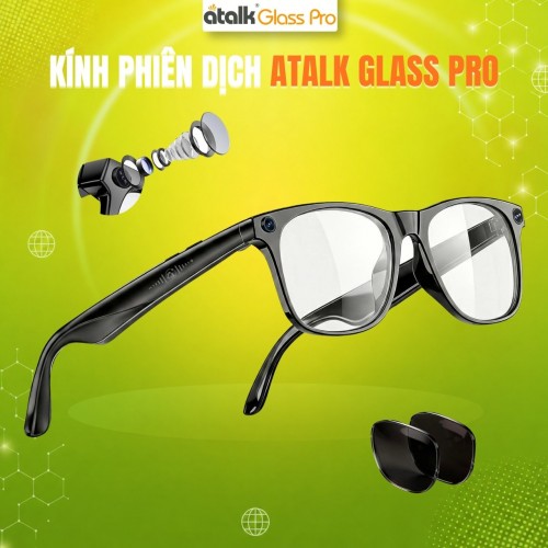 Kính Phiên Dịch ATalk Glass Pro Tích Hợp AI - Dịch 148 Ngôn Ngữ, Không Cần Chạm